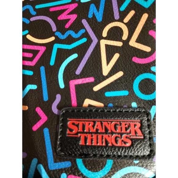 Stranger Things Mini Backpack With Retro 80s Neon Geometric Print & Adjustable S - Picture 3 of 8